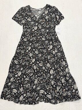 Sonoma Casual Cruise/Vacation Dress Tropical Monstera Leaf Print